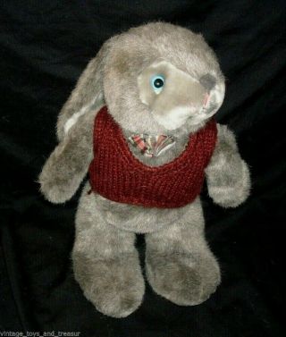 14 " Vintage Russ Berrie Bentley Gray Bunny Rabbit Stuffed Animal Plush Toy Shirt