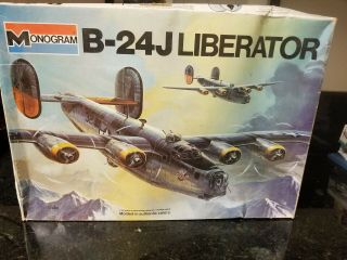 Vintage Monogram B - 24j Liberator Bomber 1/48 Scale Plane Model Kit
