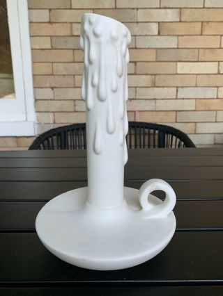 Vintage Ceramic Royal Haeger White Matte Candlestick Candle Vase Orig Sticker
