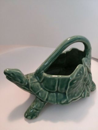 Vintage Green Turtle Art Pottery Planter Figure Watering Can Mccoy