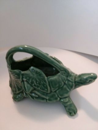 Vintage Green Turtle Art Pottery Planter Figure Watering Can McCoy 2