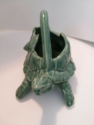 Vintage Green Turtle Art Pottery Planter Figure Watering Can McCoy 4