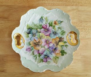 Vintage Gold Gilt Artist Signed Hand Painted Floral Plate By Irvine H.  Marshall