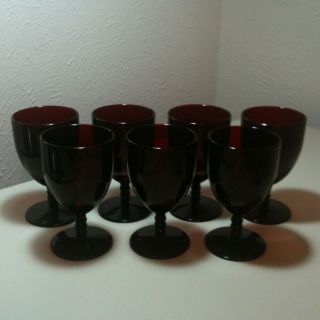 Vintage Anchor Hocking Monarch Royal Ruby Water Goblet 5 3/8 " Set Of 7