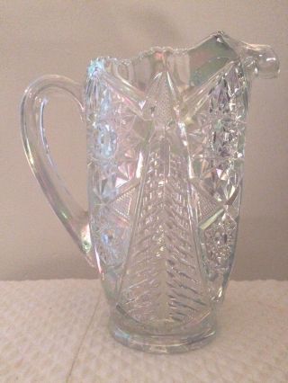 White Carnival Water Pitcher - Sneath Glass Company - Vintage