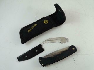 Vintage Folding Pocket Knife Buck Selector 42821,  Usa 2 Blade Saw W/ Sheath 5 " L