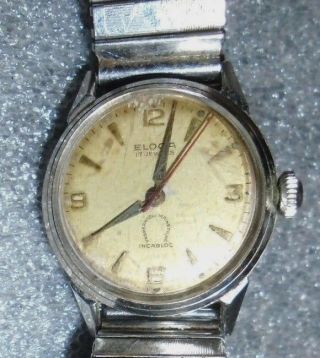 Mens Vintage Eloga 17 Jewel Wristwatch Running