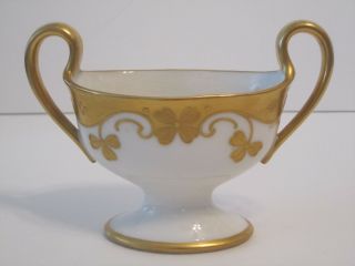 Vintage T & V Limoges 2 Handle Gold Gilt Trim Sugar Dish Bowl Signed Shaw