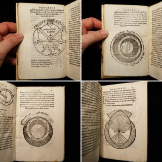 1537 VELLUM NOVAE THEORICAE PLANETARUM GEORGII Astronomy WOODCUTS Stars SUN MOON 12