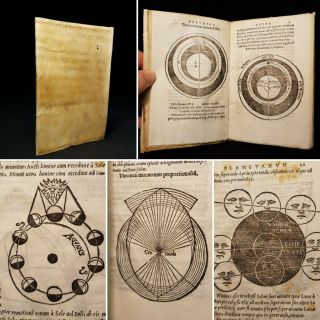 1537 Vellum Novae Theoricae Planetarum Georgii Astronomy Woodcuts Stars Sun Moon