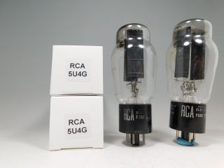 Rca 5u4g Vintage Vacuum Rectifier Tube Pair Black Plates Top D Getter