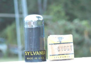 A Vintage Sylvania 6v6gt Blackplate Smoked Glass Chrome Dome Nos/nib