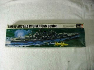 Vintage Revell Uss Boston Guided Missile Cruiser Plastic Model Ship Kit Complete