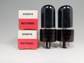 National 6v6gta Matched Vintage Tube Pr Smoked Glass Ufo Getter Nos (test 106)