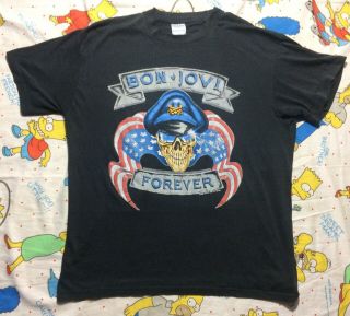 Vintage 80s 1989 Bon Jovi Forever The Brotherhood Tour Tshirt Size L/xl Fit