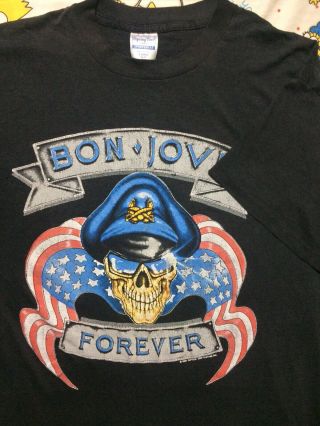 Vintage 80s 1989 Bon Jovi Forever The Brotherhood Tour Tshirt Size L/XL Fit 7