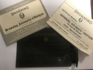 Vintage Belgium Browning A - 5 Owners Manuals,  Registration Care,  Pouch