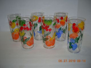 Vintage Federal Glass Fruit Motif Tall Tumblers Set/6 Zombie