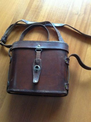 Vintage Binocular Brown Leather Box/bag With Shoulder Strap