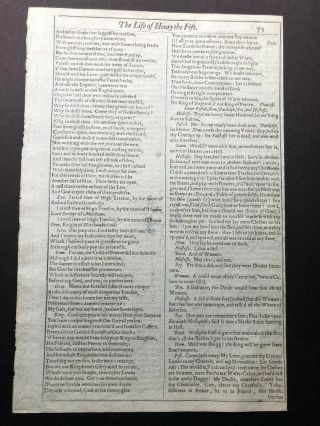 Shakespeare First Folio Leaf 1623 Henry The Fifth