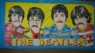 Vintage 1989 The Beatles Beach Towel Apple Corp Tapestry Poster