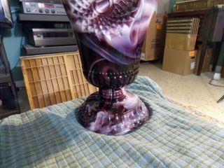 Vintage ATTERBURY & CO.  Purple Slag Glass Footed Vase ATTERBURY JEWELL 8 