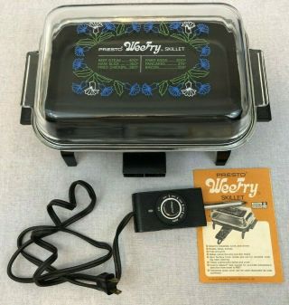 Vintage Presto Wee Fry Weefry Electric Skillet W/ Clear Glass Lid Instructions