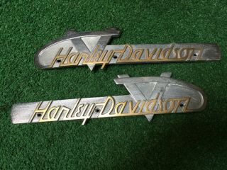 Vintage Harley - Davidson Eagle Iron Fuel Gas Tank Emblem Set Panhead 1955 1956 Hd