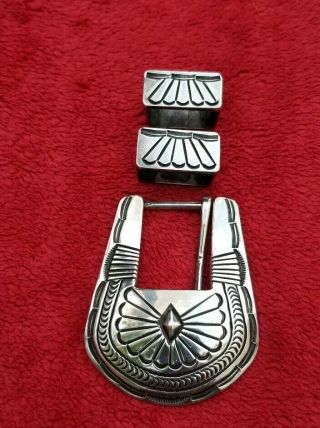 Vtg Navajo Native American Fred Harvey Era Sterling Silver 925 Belt Buckle