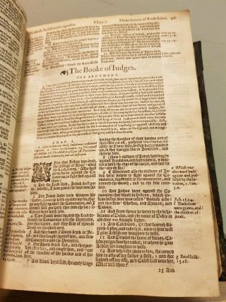 1608 GENEVA BIBLE / FINE BINDING / 14th CENTURY MANUSCRIPT LEAVES 7