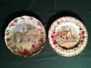 Two Royal Albert Vintage Old Country Roses English Bone China Plates