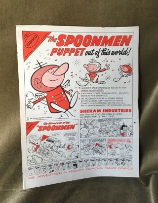 Vintage Nabisco Cereal Spoonmen Puppet Premium Advertising Page