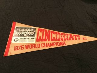 Vintage Pennant Cincinnati Reds 1975 World Champions Picture Attached Mlb