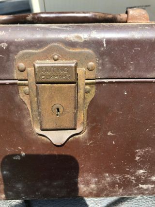 Vintage Heddon Outing Elkhart Steel Metal Tackle Box Cantilever Trays No Lures