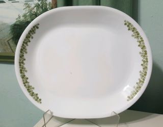 Vintage Corelle Spring Blossom 12 " Oval Serving Dish Plate Green Crazy Daisy