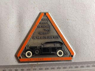 Vintage Car Rally Plate Badge 1976 La Clusaz Antibes Voitures Anciennes Rallye