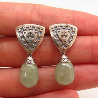 Carolyn Pollack Old Pawn Vintage Sterling Silver Jade Gemstone Tribal Earrings 2