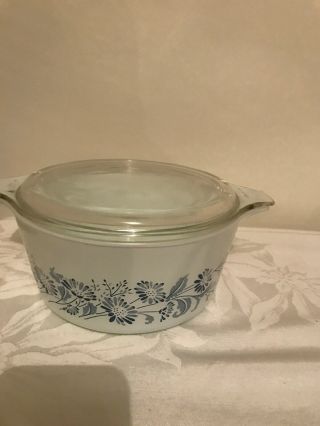 Vintage Pyrex Blue & White Colonial Mist Casserole Dishes With Lids 474 - B,  473 - B 3