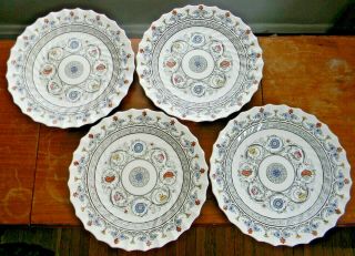Four Vintage Copeland Spode Florence 10.  5 " Dinner Plates Blue Centers England