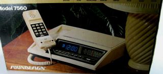 Vintage Soundesign Model 7560 Digital Alarm Clock Am Fm Radio Telephone
