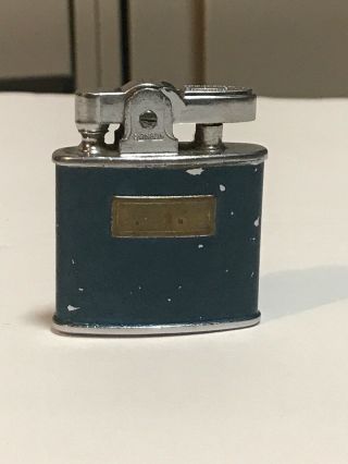 Vintage Ronson Princess Pocket Lighter In Blue Enamel And Chromium Plate