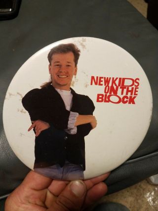 Vintage Kids On The Block 6 " Pin Large Button Frame Donnie Wahlburg See