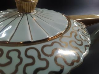 Vintage Sadler England Teapot Aqua blue and GOLD trim - 2132 5