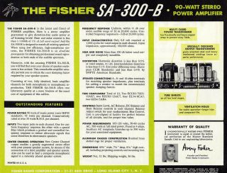 FISHER SA - 300B Stereo Tube Power Amplifier,  4 Telefunkens 5