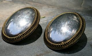 Gorgeous Vintage 925 Sterling Silver Large Oval Clip On Earrings