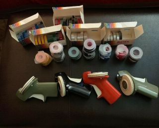 4 Vintage Rotex 1/2 " & 3/8 " Tape Embossers And 77 Rolls Of Tape