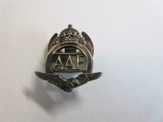 Vintage Ww2 Royal Auxiliary Air Force Aaf,  Raf Silver Lapel Badge