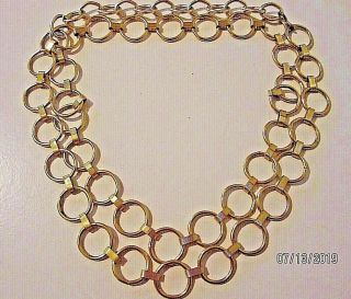Vintage Large Etched Gold - Tone Luxury Estate Chain Statement Necklace 45 " Inch