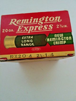 Vintage Remington Express 20 GA.  Extra Long Range Shotgun Shell Box - EMPTY 3