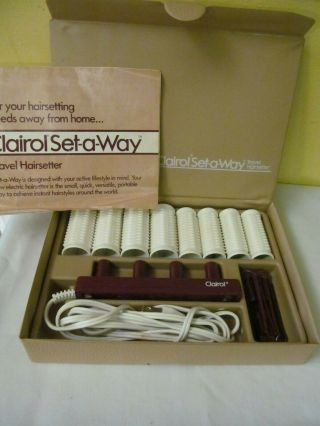 Vintage Clairol Set - A - Way Travel Hairsetter Hot Rollers Curlers Case